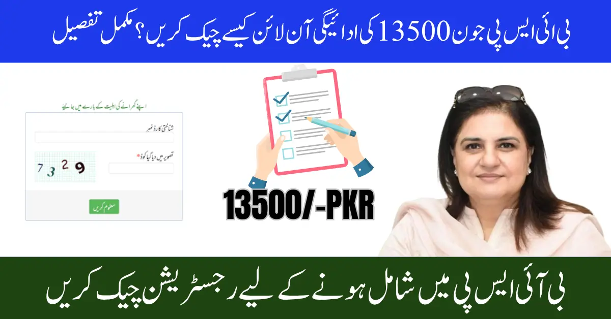 BISP 8171 Web Portal for June Confirm 13500 Payment and Withdrawal Details