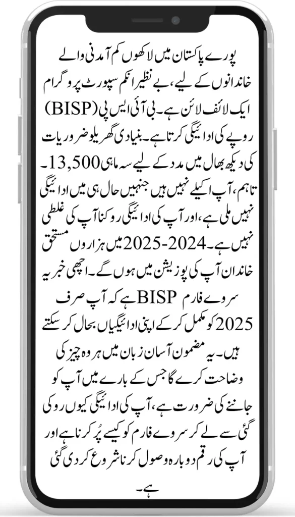 Complete BISP Survey Form 2025 to Restart Rs. 13,500 – Don’t Miss Out!