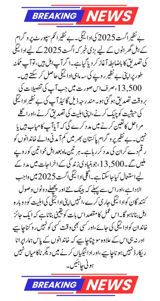 BISP 8171 August 2025 Payment Started – Check Status & Receive Rs.13,500 Easily