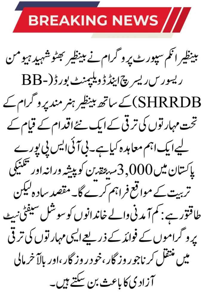 BISP and BB-SHRRDB Skills Development 2025 – How 3,000 Beneficiaries Benefit