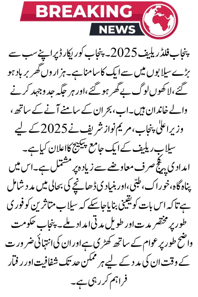 Punjab Flood Relief 2025: Maryam Nawaz Announces Rs 1 Million for Families