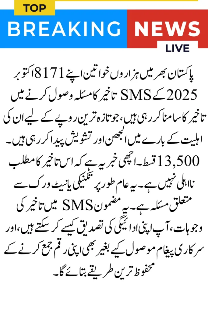 BISP 8171 October 2025 SMS Delay Problem – Easy Way to Check and Receive Rs. 13,500