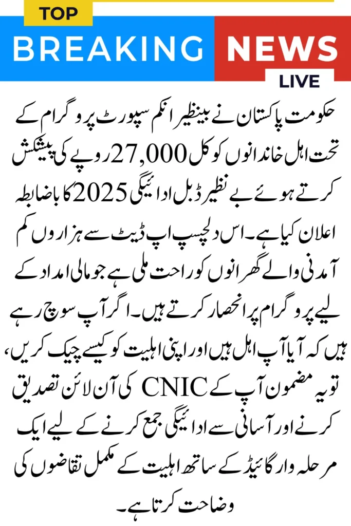 BISP Double Payment 2025 Eligibility Requirements & Process to Verify Your CNIC Online