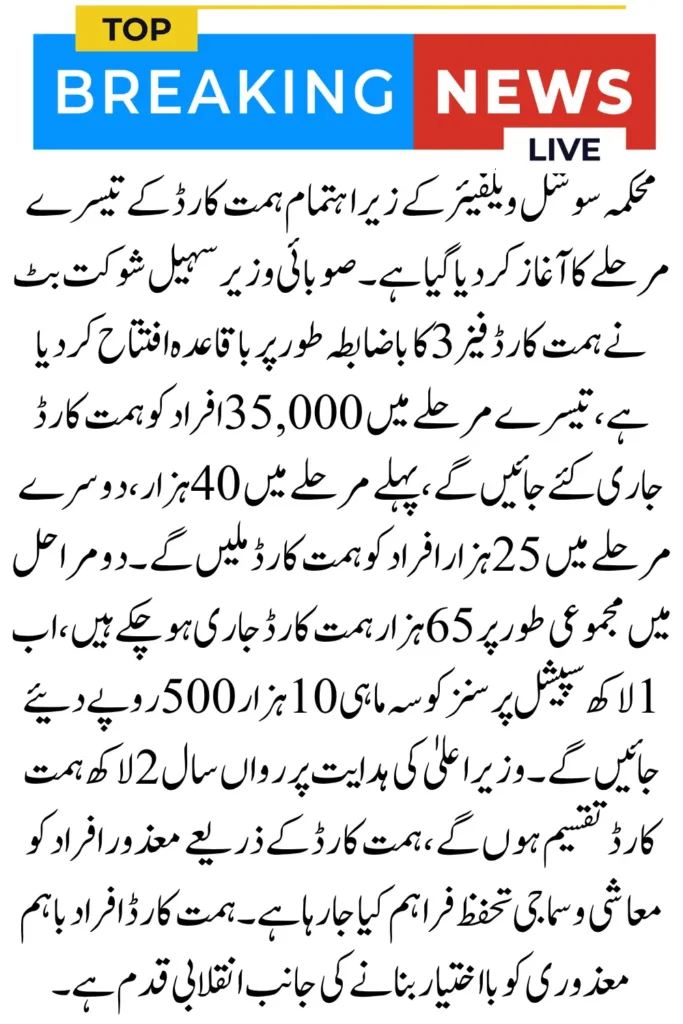 Punjab Launches Himmat Card Phase 3 for Disabled Persons Support