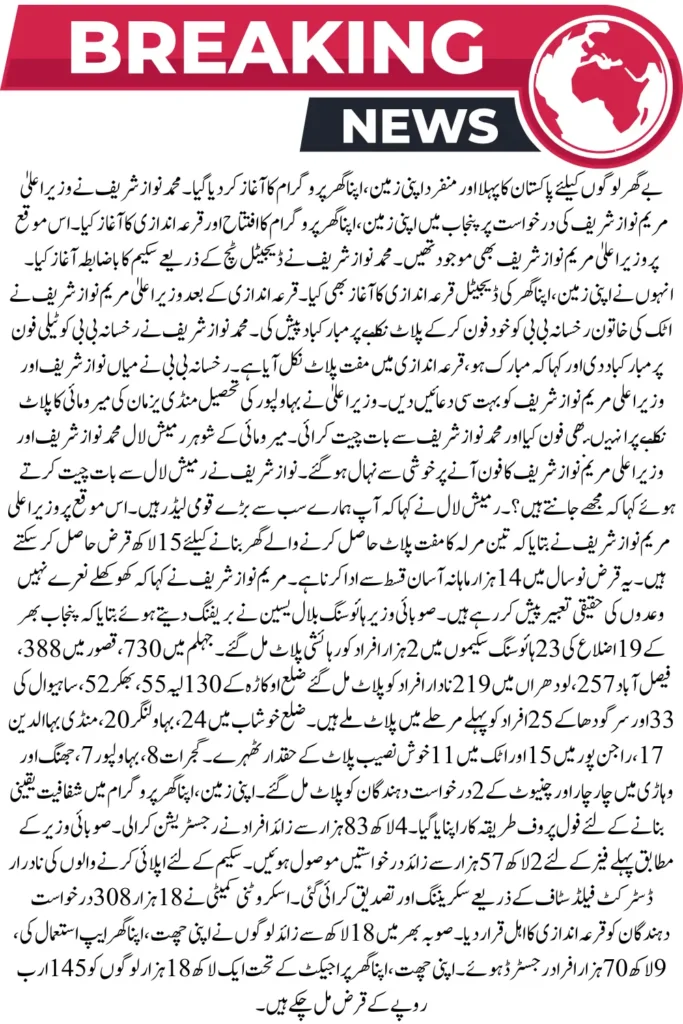 Apni Zameen, Apna Ghar Program Launched in Punjab – A Complete Overview 